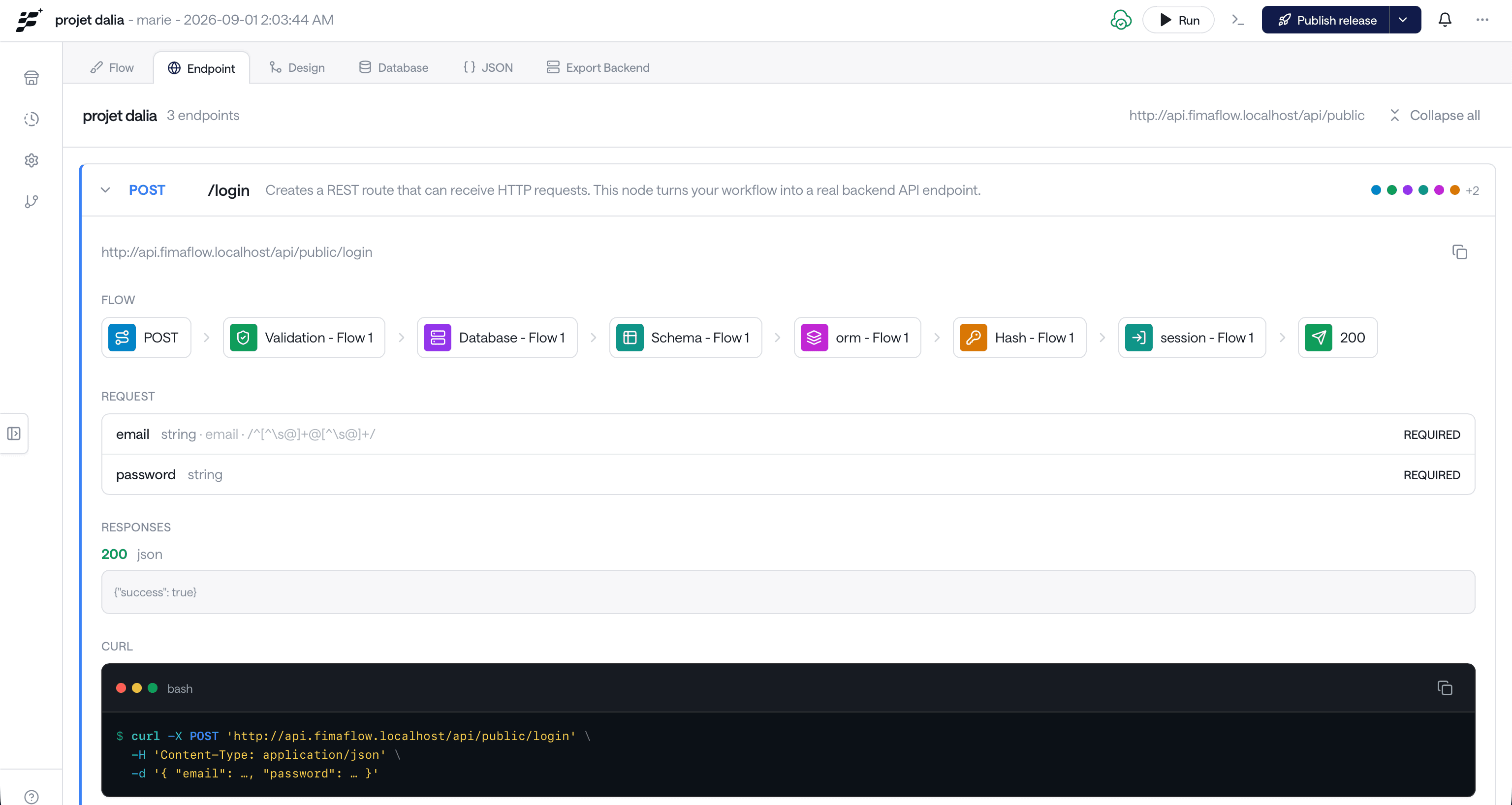 Engineering Documentation in the Fimaflow visual builder